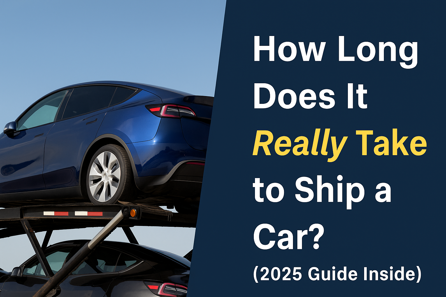 An infographic showing a car transport timeline with key milestones, illustrating how long does it take to ship a car across the U.S.
