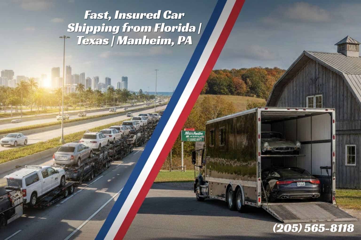 Fast, Insured Car Shipping from Florida | Texas | Manheim, PA